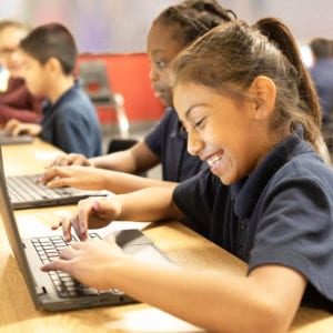 AMS Students on computer