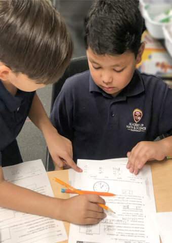 AMS students working-together math